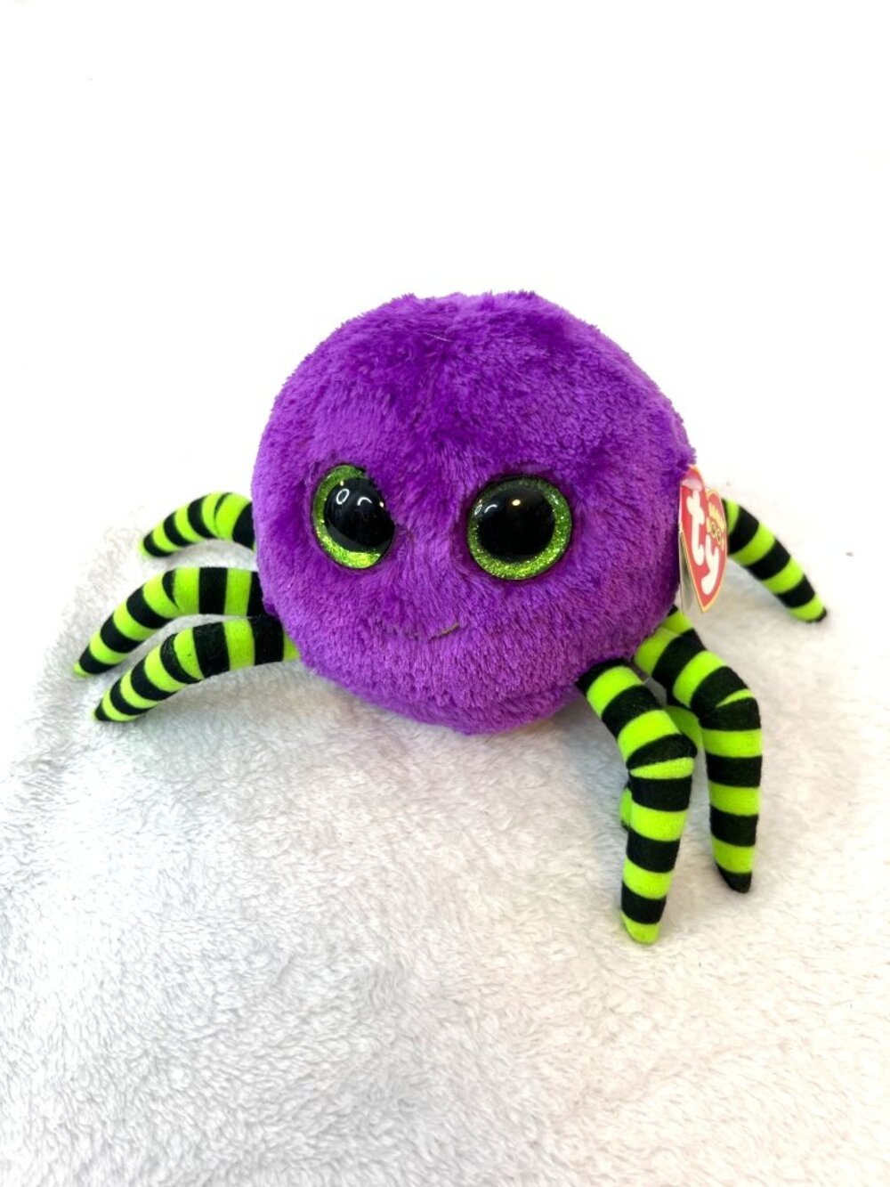 Ty Beanie Boos Halloween Spider Crawly Bday 9/21 Purple Striped Legs Spooky NEW